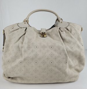 1 Louis Vuitton Mahina XL Off White Perforated Logo Leather Handbag