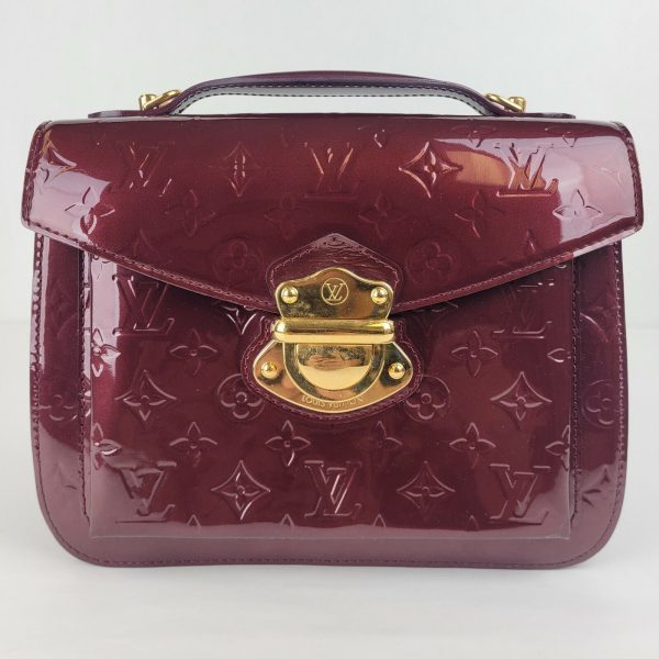 1 Louis Vuitton Burgundy Patent Leather Monogram Shoulder Bag Gold Closure