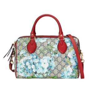1 Gucci Blue Bloom GG Coated Canvas Small Boston Bag Handbag
