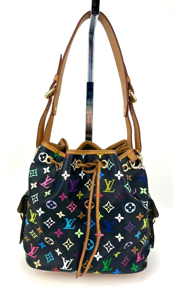 1 Louis Vuitton Tote Monogram Multicolor Petite Noe Shoulder Bag Black