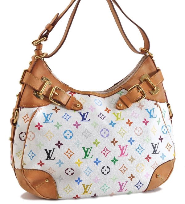 1 Louis Vuitton Monogram Multicolor Greta Shoulder Bag White LV