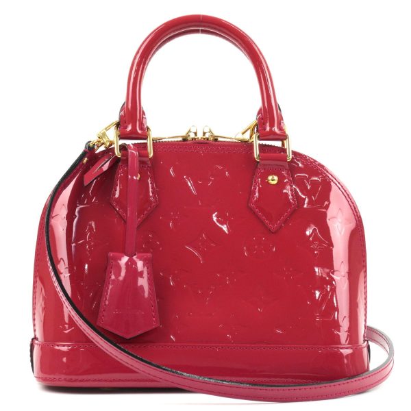 1 Louis Vuitton Monogram Vernis Alma BB 2Way Bag Rose Indien red