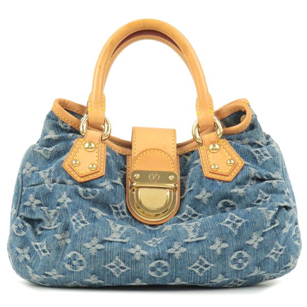 1 Louis Vuitton Monogram Denim Pleaty Hand Bag Blue