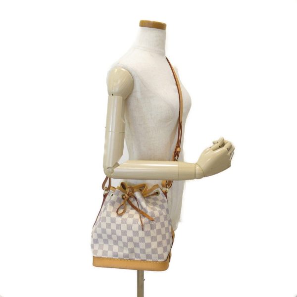 10 Louis Vuitton Noe BB Shoulder Bag Damier Azur Canvas White Women LV