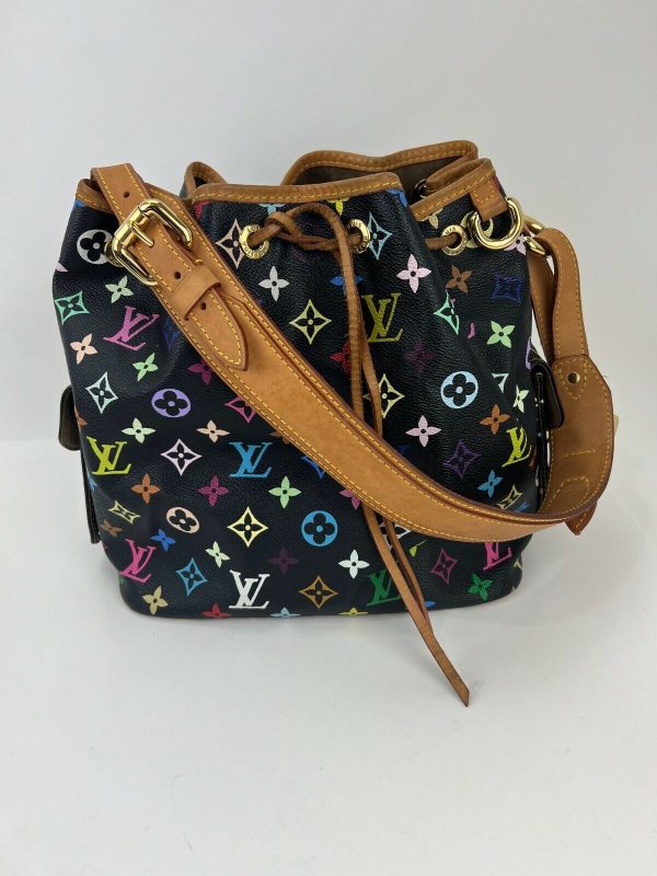 10 Louis Vuitton Tote Monogram Multicolor Petite Noe Shoulder Bag Black