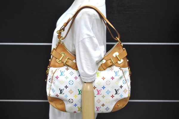 12 Louis Vuitton Monogram Multicolor Greta Shoulder Bag White LV