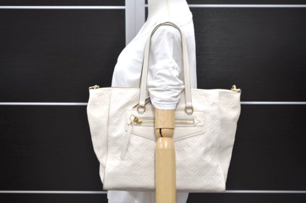 12 Louis Vuitton Monogram Empreinte Lumineuse PM Tote Bag White