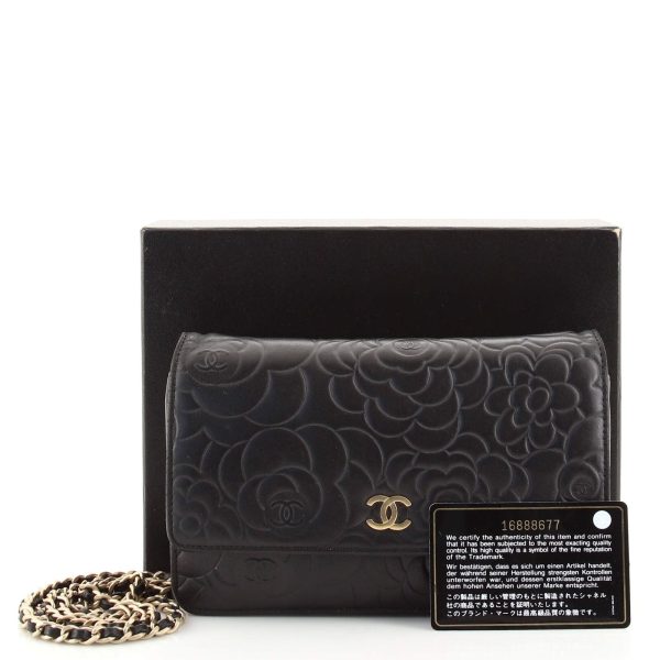 2 Chanel Wallet on Chain Camellia Lambskin Black