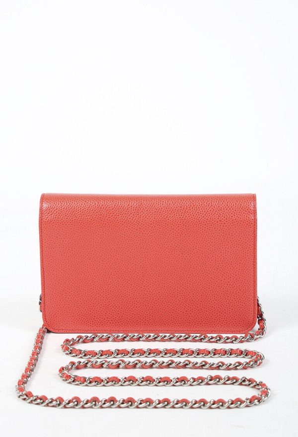 2 Chanel Timeless Wallet on Chain Red Orange Caviar Leather CC Crossbody Bag