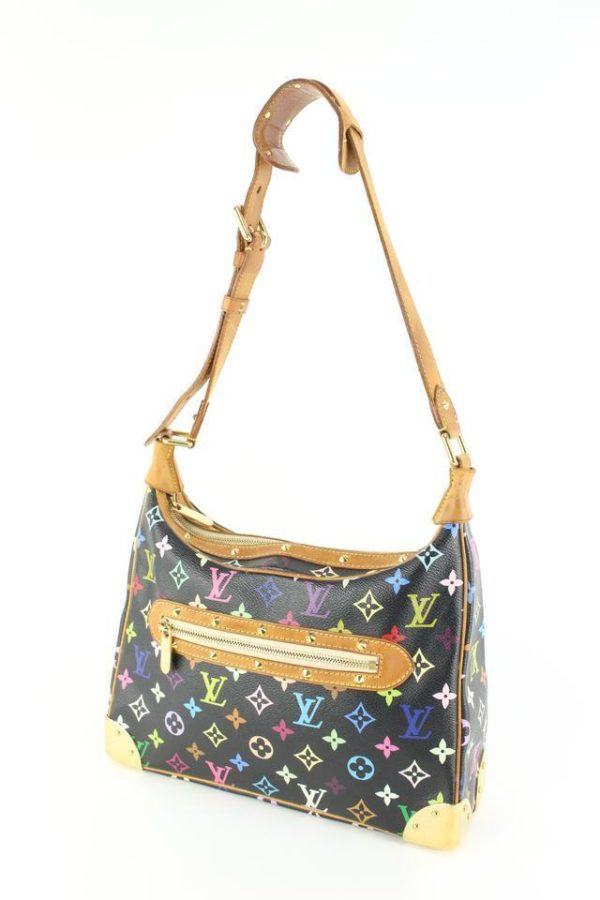 2 Louis Vuitton Black Monogram Multicolor Boulogne Hobo Bag Black