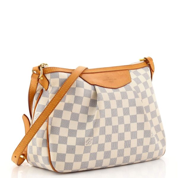 2 Louis Vuitton Siracusa Handbag Damier PM White