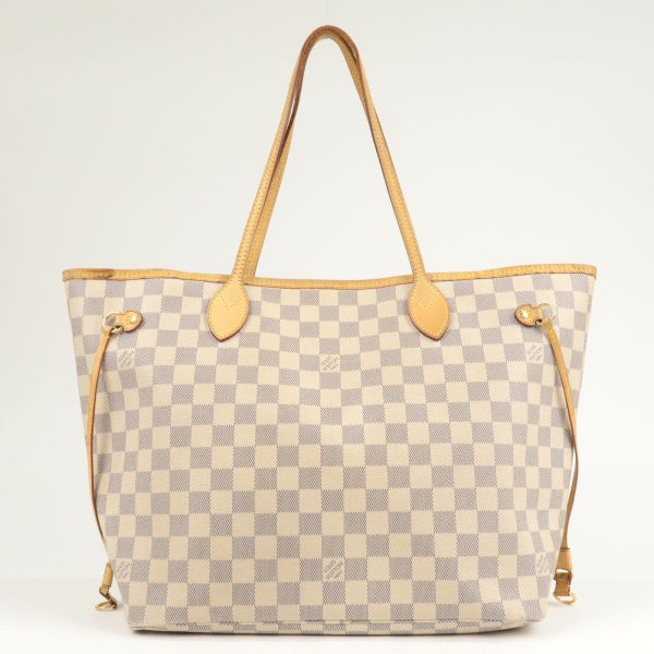 2 Louis Vuitton Damier Azur Neverfull MM Tote Bag