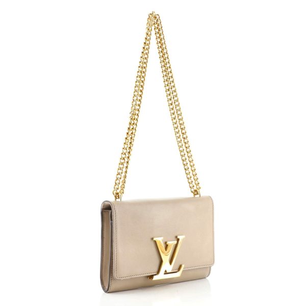 2 Louis Vuitton Chain Louise Clutch Leather MM Neutral