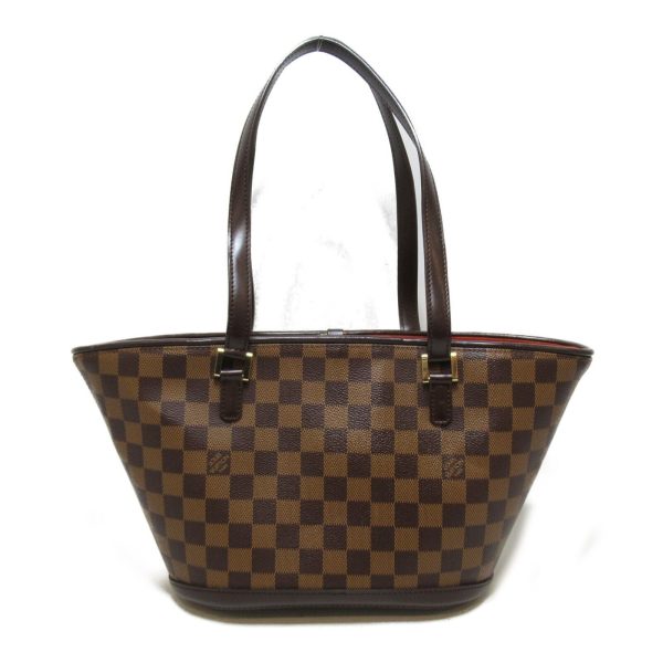 2 Louis Vuitton Manosque PM Shoulder Tote Bag Damier Ebene LV Women