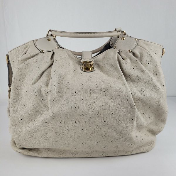 2 Louis Vuitton Mahina XL Off White Perforated Logo Leather Handbag