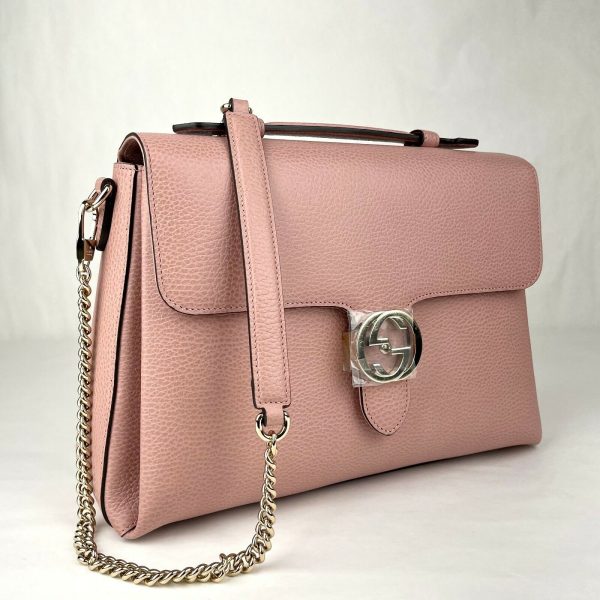 2 Gucci Powder Pink Leather Large Interlocking G Crossbody Chain Bag