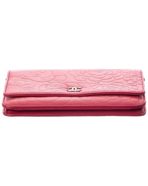 3 Chanel Pink Lambskin Leather Wallet On Chain Shoulder Bag