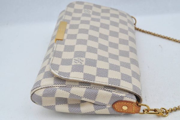 3 Louis Vuitton Damier Azur Favorite MM Shoulder Clutch Bag