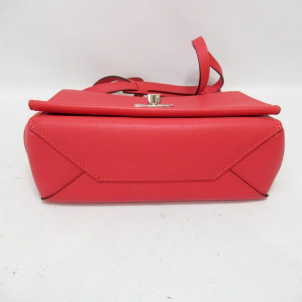 4 Louis Vuitton Lock Me 2 BB 2way Shoulder Hand Bag Leather Red Dahlia