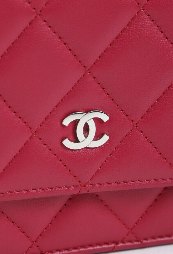 4 Chanel Wallet on Chain Red Quilted Lambskin Leather CC Crossbody Bag