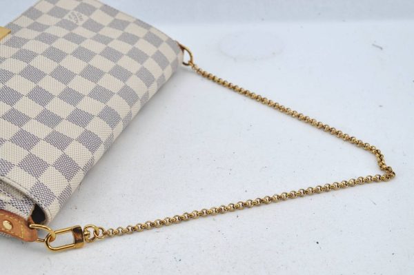 4 Louis Vuitton Damier Azur Favorite MM Shoulder Clutch Bag