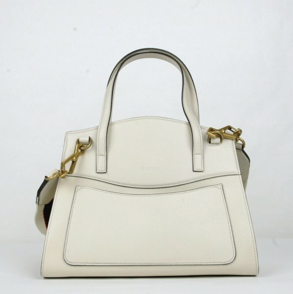 4 Gucci Ivory Leather Butterfly Totem Medium Top Handle Bag