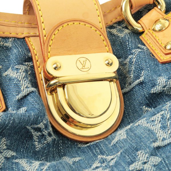 5 Louis Vuitton Monogram Denim Pleaty Hand Bag Blue