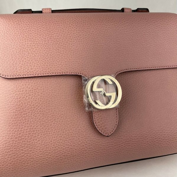 6 Gucci Powder Pink Leather Large Interlocking G Crossbody Chain Bag