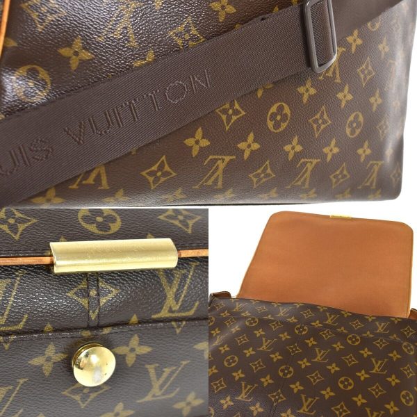 8 Louis Vuitton Logo Abbesses Shoulder Bag Monogram Leather Brown