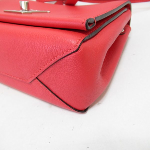 9 Louis Vuitton Lock Me 2 BB 2way Shoulder Hand Bag Leather Red Dahlia