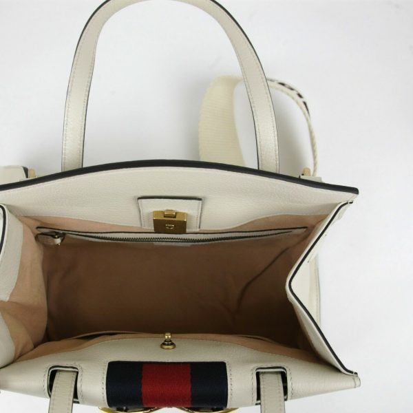 9 Gucci Ivory Leather Butterfly Totem Medium Top Handle Bag