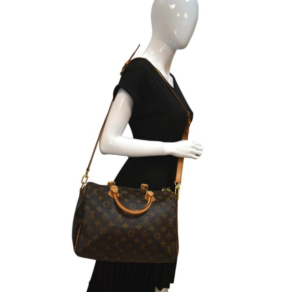 s l1600 1 LOUIS VUITTON Speedy 30 Bandouliere Monogram Canvas Shoulder Bag Brown