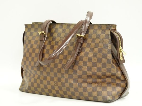 s l1600 1 Louis Vuitton Chelsea N5 Damier Ebene Canvas Shoulder Tote Bag Purse Brown