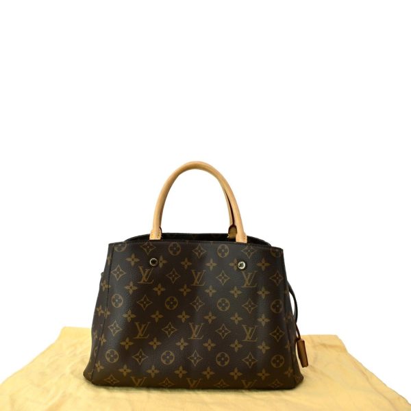 s l1600 1 LOUIS VUITTON Montaigne MM Monogram Canvas Shoulder Bag Brown