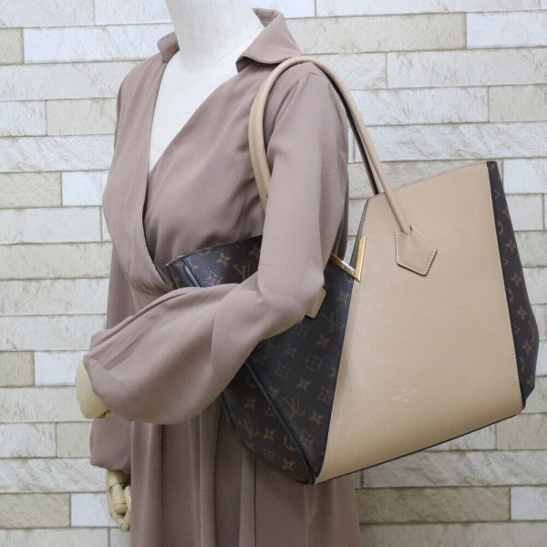 s l1600 1 LOUIS VUITTON Kimono Shoulder Bag Brown beige Monogram