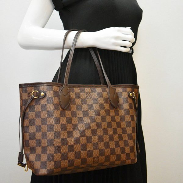 s l1600 1 LOUIS VUITTON Neverfull PM Damier Ebene Shoulder Bag Brown