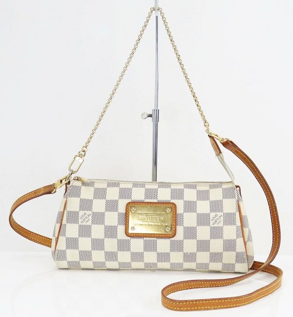 s l1600 1 LOUIS VUITTON Eva Damier Azur 2 Way Chain Clutch Shoulder Bag