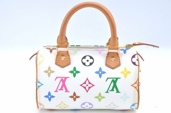 s l1600 1 Louis Vuitton Monogram Multicolor Mini Speedy White Hand Bag Pouch