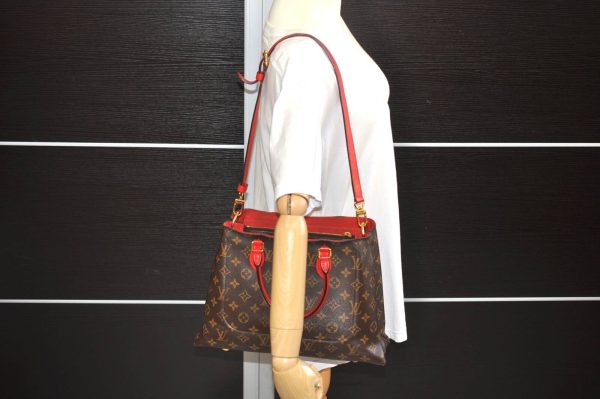 s l1600 10 Louis Vuitton Monogram Flower Tote Coquelicot Shoulder Bag Red