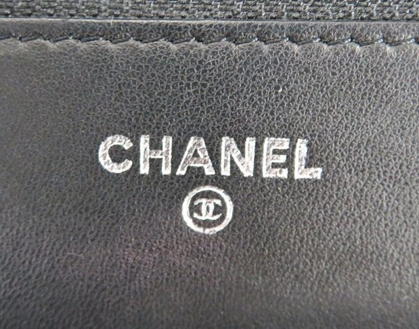 s l1600 10 CHANEL Black Camellia Pattern Leather Wallet on Chain Bag WOC