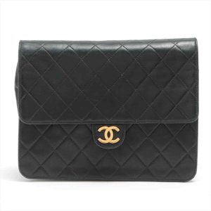 s l1600 Chanel Matelasse Lambskin Single Flap Single Chain Bag Black Gold Metal