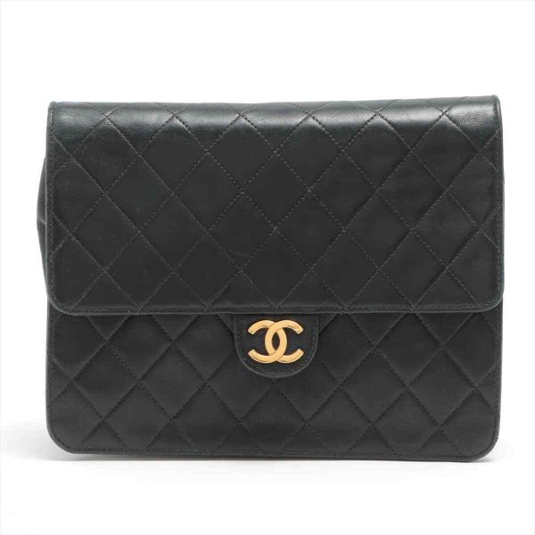 s l1600 Chanel Matelasse Lambskin Single Flap Single Chain Bag Black Gold Metal