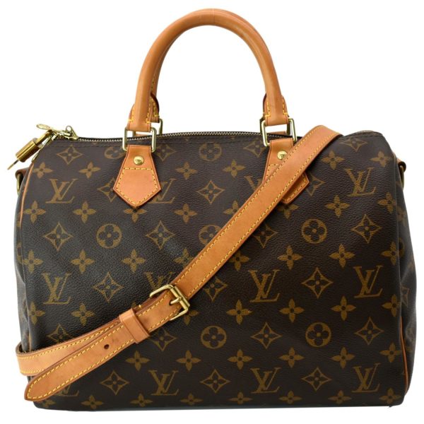 s l1600 LOUIS VUITTON Speedy 30 Bandouliere Monogram Canvas Shoulder Bag Brown