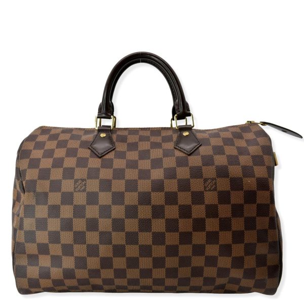 s l1600 LOUIS VUITTON Speedy 35 Damier Ebene Satchel Bag Brown