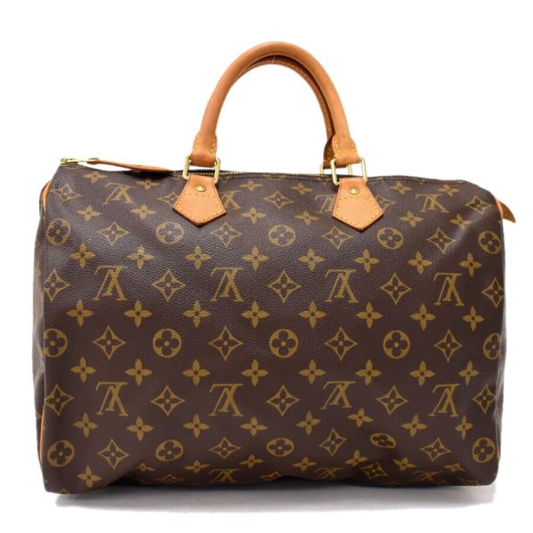 s l1600 2 LOUIS VUITTON Monogram Speedy 35 LV Hand Bag Brown Canvas