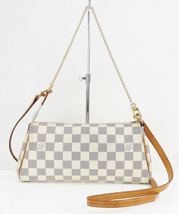 s l1600 2 LOUIS VUITTON Eva Damier Azur 2 Way Chain Clutch Shoulder Bag