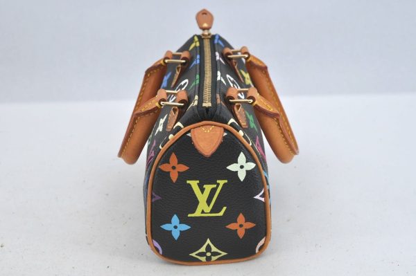 s l1600 2 Louis Vuitton Monogram Multicolor Mini Speedy Hand Bag Black