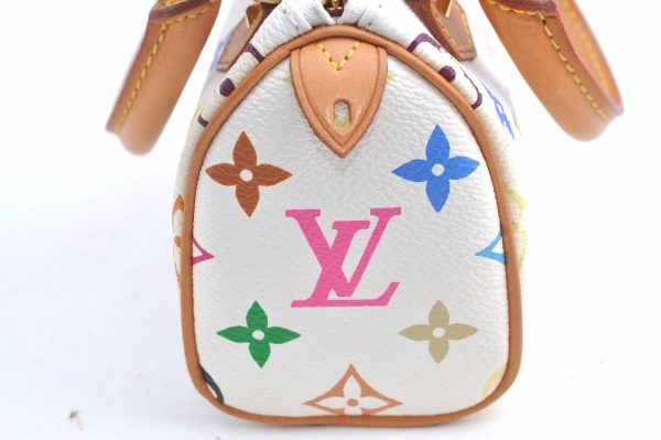 s l1600 2 Louis Vuitton Monogram Multicolor Mini Speedy White Hand Bag Pouch