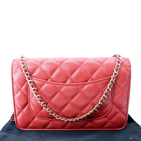 s l1600 2 CHANEL CC WOC Caviar Leather Wallet On Chain Crossbody Bag Red