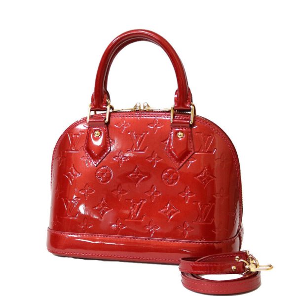 s l1600 LOUIS VUITTON Shoulder Bag Red Pomdamul Monogram Vernis Alma BB